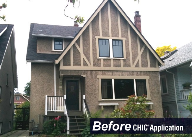 CHIC restores Dash Stucco, which gets crumbly and porous over time.  We repair the texture, seal the cracks, and apply our 3 coat system over all portions of the wall system.